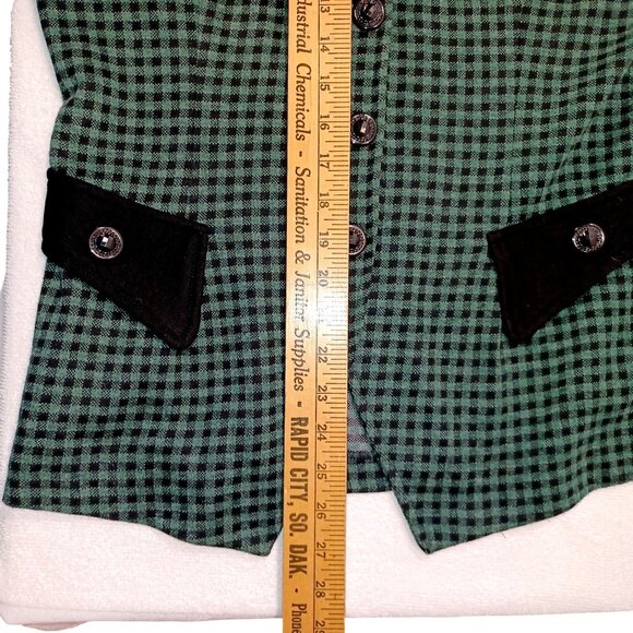 Retro Green Gingham Womens Suit Holiday Party Outfit 90s Chic Vibes Size L/M - Picture 9 of 16